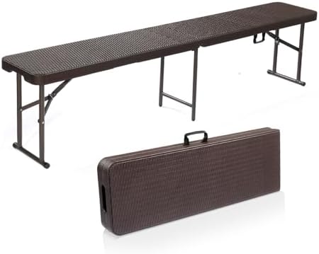 6 feet Plastic Folding Bench, Portable in/Outdoor Picnic Party Camping Dining Seat, Garden Soccer Multipurpose