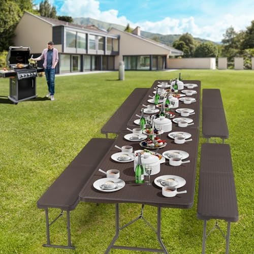 6 feet Plastic Folding Bench, Portable in/Outdoor Picnic Party Camping Dining Seat, Garden Soccer Multipurpose, alternate