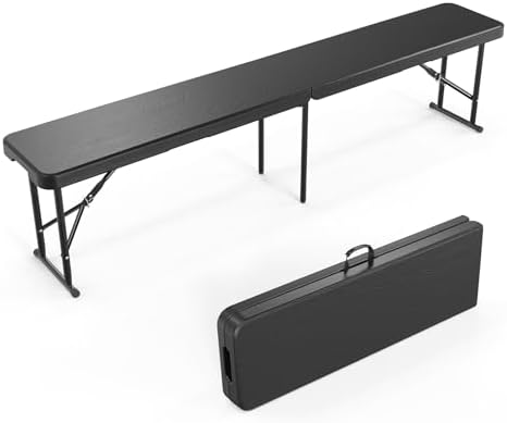 6 feet Plastic Folding Bench, Portable in/Outdoor Picnic Party Camping Dining Seat, Garden Soccer Multipurpose