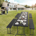 6 feet Plastic Folding Bench, Portable in/Outdoor Picnic Party Camping Dining Seat, Garden Soccer Multipurpose, alternate