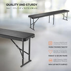6 feet Plastic Folding Bench, Portable in/Outdoor Picnic Party Camping Dining Seat, Garden Soccer Multipurpose, alternate