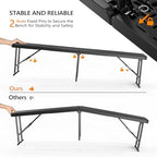 6 feet Plastic Folding Bench, Portable in/Outdoor Picnic Party Camping Dining Seat, Garden Soccer Multipurpose, alternate