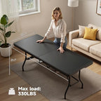 6 Foot Folding Table Black, Sturdy 330LBS Capacity, Reinforced Steel Legs, Foldable with Safety Lock, Portable, alternate
