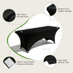 6 Foot Folding Table with Black Table Cloth - Heavy Duty 600LBS Capacity, Foldable Design with Safety Lock, alternate view 3