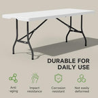 6 Foot Folding Table with Black Table Cloth - Heavy Duty 600LBS Capacity, Foldable Design with Safety Lock, alternate view 4