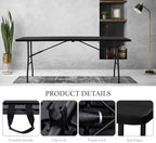 6 Foot Portable Plastic Folding Table 6FT 72" Half Foldable Heavy Duty Top w/Carry Handle - Indoor Outdoor, alternate view 5