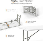 6-Foot Portable Plastic Folding Table, Rectangular HDPE Tabletop Foling Table for Indoor and Outdoor Use with, alternate view