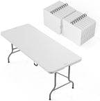 6-Foot Portable Plastic Folding Table, Rectangular HDPE Tabletop Foling Table for Indoor and Outdoor Use with
