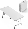 6-Foot Portable Plastic Folding Table, Rectangular HDPE Tabletop Foling Table for Indoor and Outdoor Use with