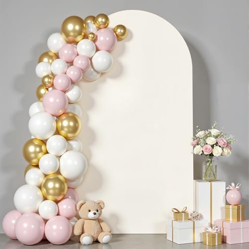 6 ft Arch Backdrop Cover Beige - Double-Sided Spandex Arch Covers Stretchy Backdrop for Balloon Arches Birthday