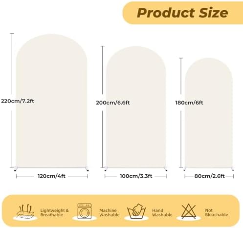 6 ft Arch Backdrop Cover Beige - Double-Sided Spandex Arch Covers Stretchy Backdrop for Balloon Arches Birthday, alternate