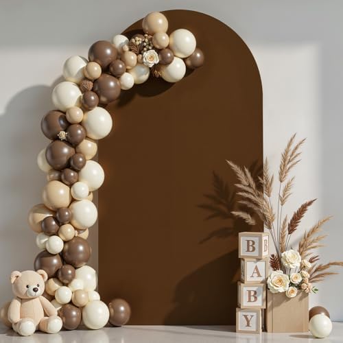 6 ft Arch Backdrop Cover Brown - Double-Sided Spandex Arch Covers Stretchy Backdrop for Balloon Arches Birthday