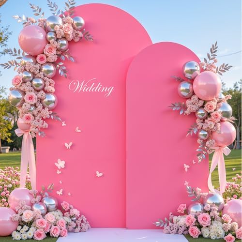 6 ft Arch Backdrop Cover Hot Pink - Double-Sided Spandex Arch Covers Stretchy Backdrop for Balloon Arches, alternate view 4