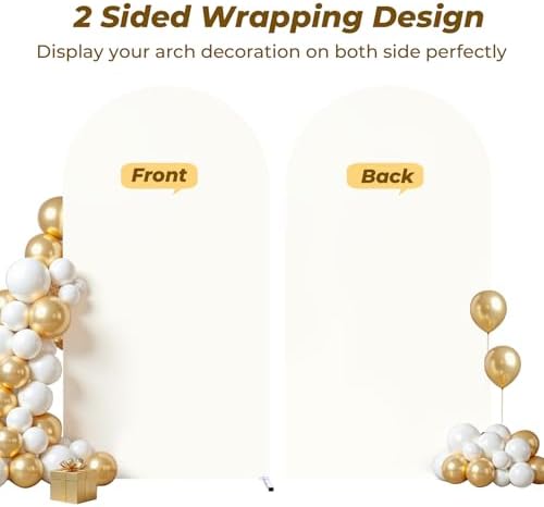 6 ft Arch Backdrop Cover Ivory - Double-Sided Spandex Arch Covers Stretchy Backdrop for Balloon Arches Birthday, alternate