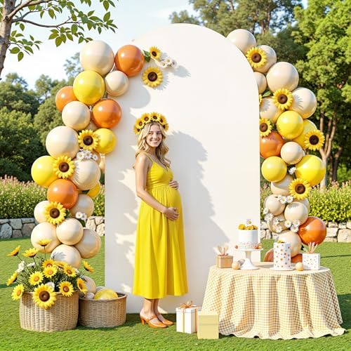 6 ft Arch Backdrop Cover Ivory - Double-Sided Spandex Arch Covers Stretchy Backdrop for Balloon Arches Birthday, alternate
