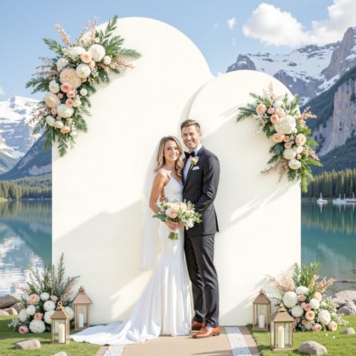 6 ft Arch Backdrop Cover Ivory - Double-Sided Spandex Arch Covers Stretchy Backdrop for Balloon Arches Birthday, alternate