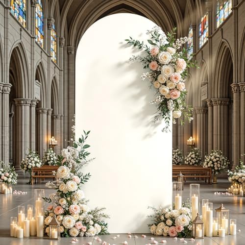 6 ft Arch Backdrop Cover Ivory - Double-Sided Spandex Arch Covers Stretchy Backdrop for Balloon Arches Birthday, alternate