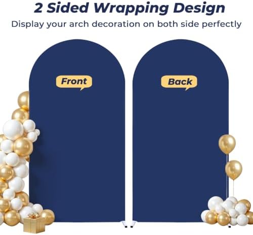 6 ft Arch Backdrop Cover Navy Blue - Double-Sided Spandex Arch Covers Stretchy Backdrop for Balloon Arches, alternate view 7