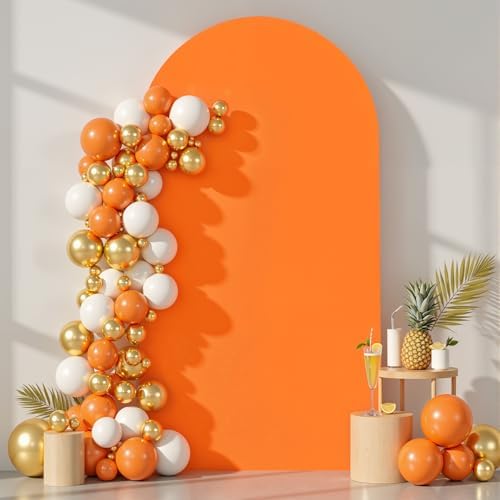 6 ft Arch Backdrop Cover Orange - Double-Sided Spandex Arch Covers Stretchy Backdrop for Balloon Arches Birthday