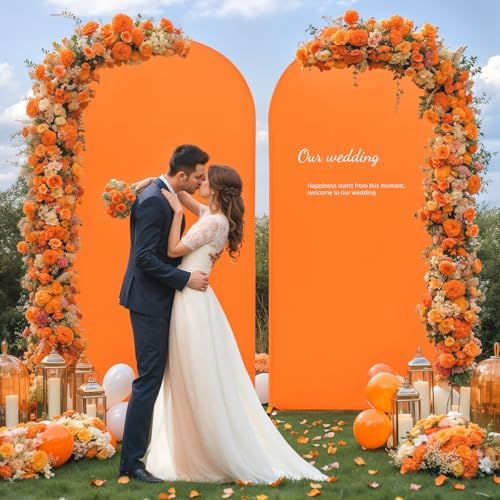 6 ft Arch Backdrop Cover Orange - Double-Sided Spandex Arch Covers Stretchy Backdrop for Balloon Arches Birthday, alternate