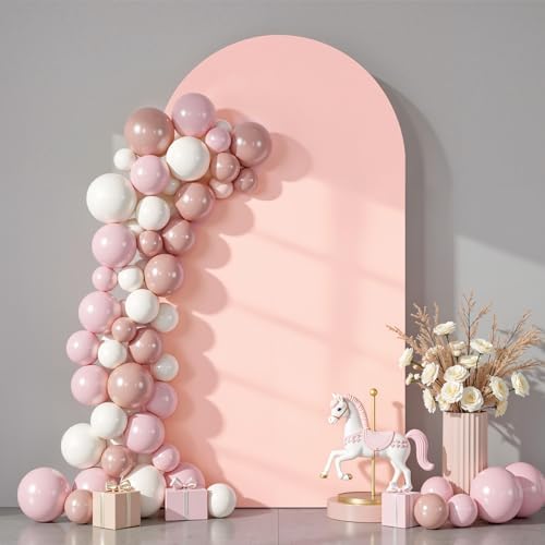6 ft Arch Backdrop Cover Pale Pink - Double-Sided Spandex Arch Covers Stretchy Backdrop for Balloon Arches