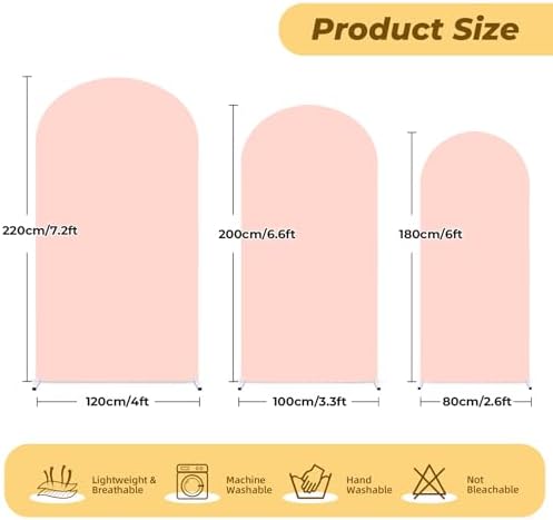 6 ft Arch Backdrop Cover Pale Pink - Double-Sided Spandex Arch Covers Stretchy Backdrop for Balloon Arches, alternate view 2