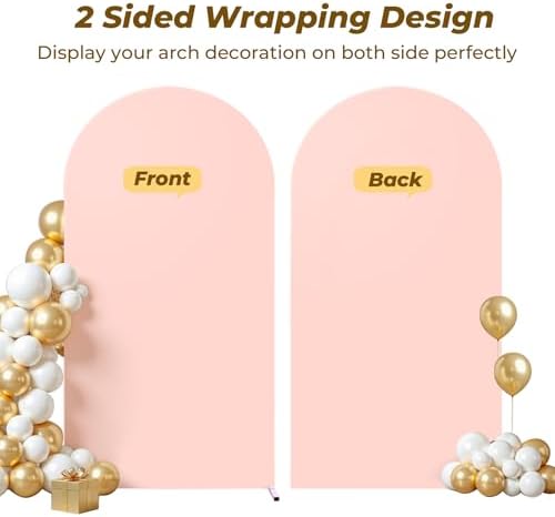 6 ft Arch Backdrop Cover Pale Pink - Double-Sided Spandex Arch Covers Stretchy Backdrop for Balloon Arches, alternate view 3