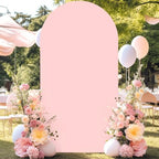 6 ft Arch Backdrop Cover Pale Pink - Double-Sided Spandex Arch Covers Stretchy Backdrop for Balloon Arches, alternate view 4