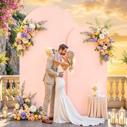 6 ft Arch Backdrop Cover Pale Pink - Double-Sided Spandex Arch Covers Stretchy Backdrop for Balloon Arches, alternate view 5