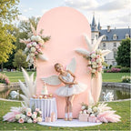 6 ft Arch Backdrop Cover Pale Pink - Double-Sided Spandex Arch Covers Stretchy Backdrop for Balloon Arches, alternate view 7