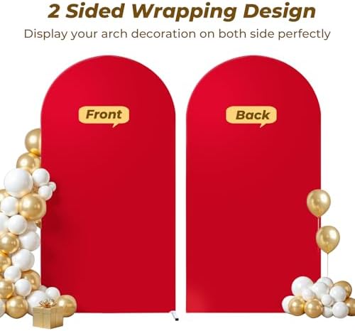6 ft Arch Backdrop Cover Red - Double-Sided Spandex Arch Covers Stretchy Backdrop for Balloon Arches Birthday, alternate view
