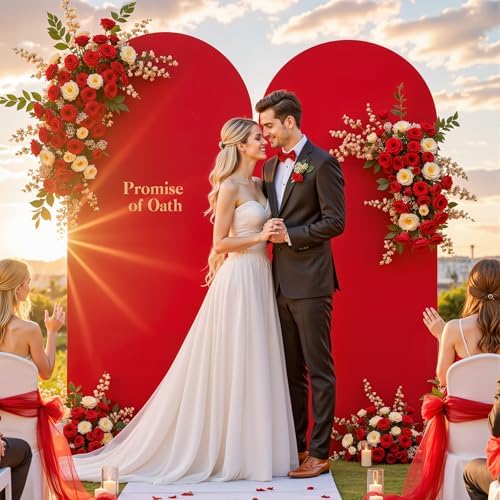 6 ft Arch Backdrop Cover Red - Double-Sided Spandex Arch Covers Stretchy Backdrop for Balloon Arches Birthday, alternate view