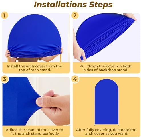 6 ft Arch Backdrop Cover Royal Blue - Double-Sided Spandex Arch Covers Stretchy Backdrop for Balloon Arches, alternate view 3