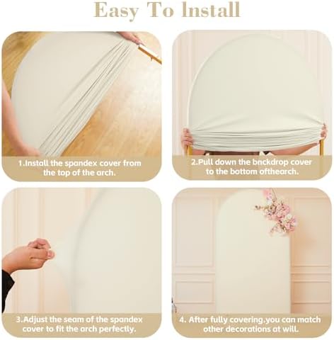 6 FT Arch Backdrop Cover Stretchy Beige Arch Covers Elastic Spandex Fabric for Chiara Backdrop Stand, Wedding, alternate view