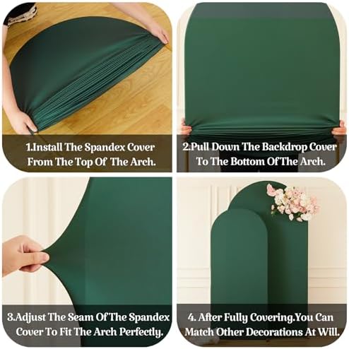 6 FT Arch Backdrop Cover Stretchy Hunter Green Arch Covers Elastic Spandex Fabric for Chiara Backdrop Stand, alternate view 5