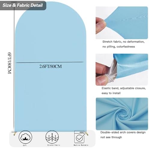 6 FT Arch Backdrop Cover, Wedding Blue Arch Covers Stretchy Backdrop Spandex Fitted for Chiara Stand Birthday, alternate view