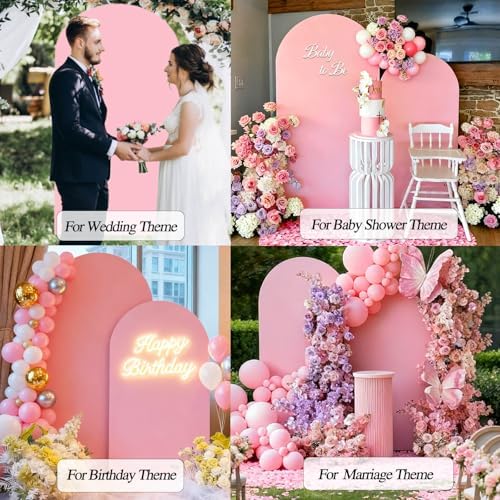 6 FT Arch Backdrop Cover, Wedding Pink Arch Covers Stretchy Backdrop Spandex Fitted for Chiara Stand Birthday, alternate view