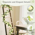 6 FT Artificial Eucalyptus Flower Garland, 8 Champagne Roses, 1 pcs, alternate view 3