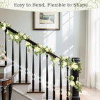 6 FT Artificial Eucalyptus Flower Garland, 8 Champagne Roses, 1 pcs, alternate view 6