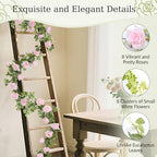6 FT Artificial Eucalyptus Garland with Flowers, 8 Pink Roses, 1pcs, alternate view 3