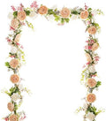 6 Ft Artificial Peony Garland with Mixed Peony Flowers and Green Leaves for Wedding Dining Table Home Party