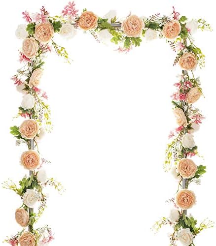 6 Ft Artificial Peony Garland with Mixed Peony Flowers and Green Leaves for Wedding Dining Table Home Party