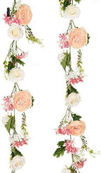 6 Ft Artificial Peony Garland with Mixed Peony Flowers and Green Leaves for Wedding Dining Table Home Party, alternate view 7
