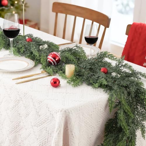 6 Ft Christmas Cedar Garland, Real Touch Soft Greenery Mantel Decor, alternate view 7