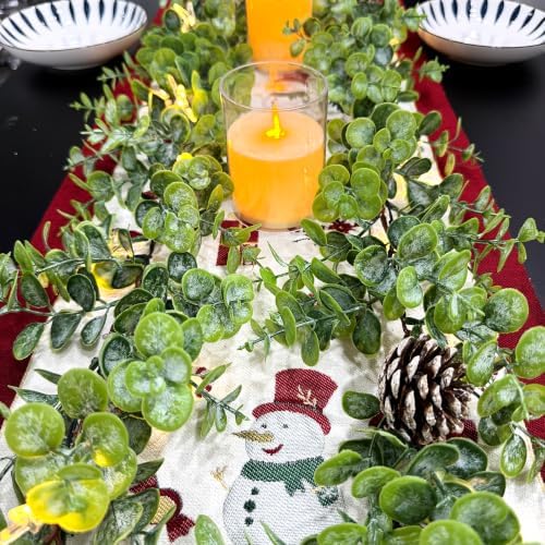 6 FT Christmas Eucalyptus Garland with Lights, 3 Pack Artificial Greenery Garland with 20 Warm LED Lights with, alternate