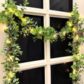 6 FT Christmas Eucalyptus Garland with Lights, Artificial Greenery Garland with 20 Warm LED Lights Star Accents