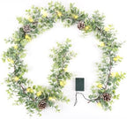 6 FT Christmas Eucalyptus Garland with Lights, Artificial Greenery Garland with 20 Warm LED Lights Star Accents, alternate