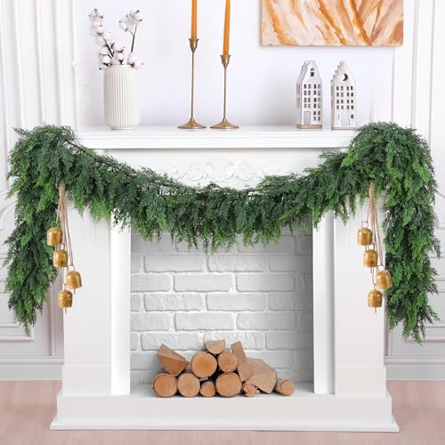 6 FT Christmas Garland, 2 Pcs Real Touch Cedar Garlands