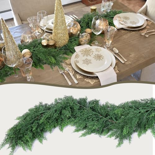 6 FT Christmas Garland, 2 Pcs Real Touch Cedar Garlands, alternate view 5