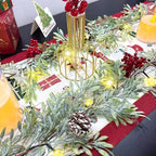 6 FT Christmas Garland with Lights, 2 Pack Artificial Cypress Evergreen Garland with 20 LED Lights, Red Berries, alternate